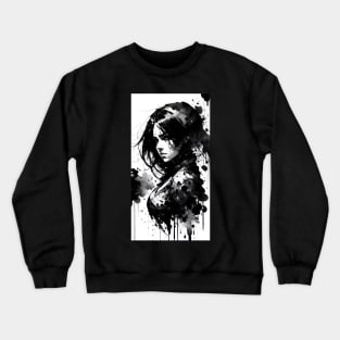 Anime girl in black and white Crewneck Sweatshirt